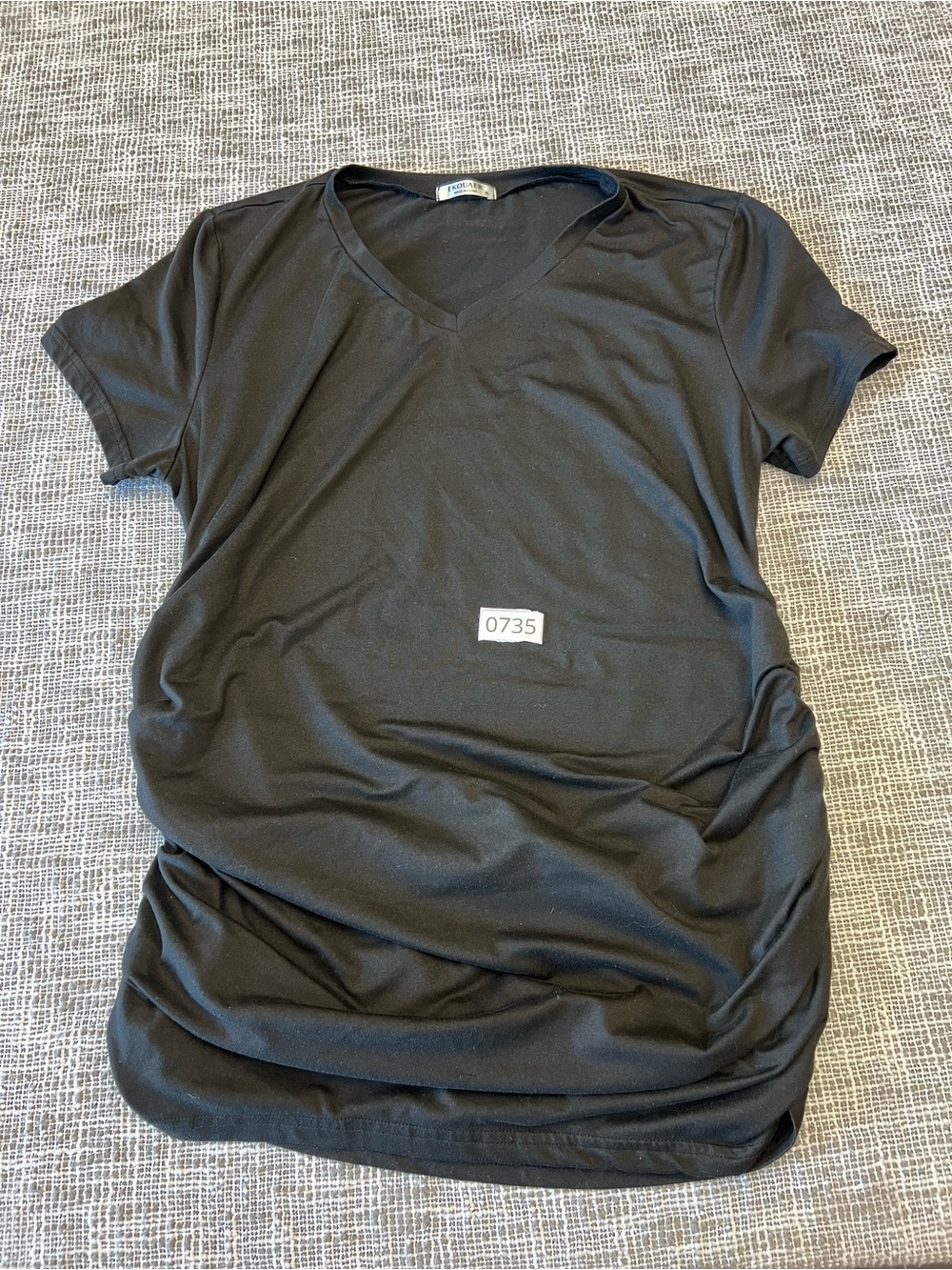 Women's Black V-Neck Short Sleeve Tee by Unknown Brand
